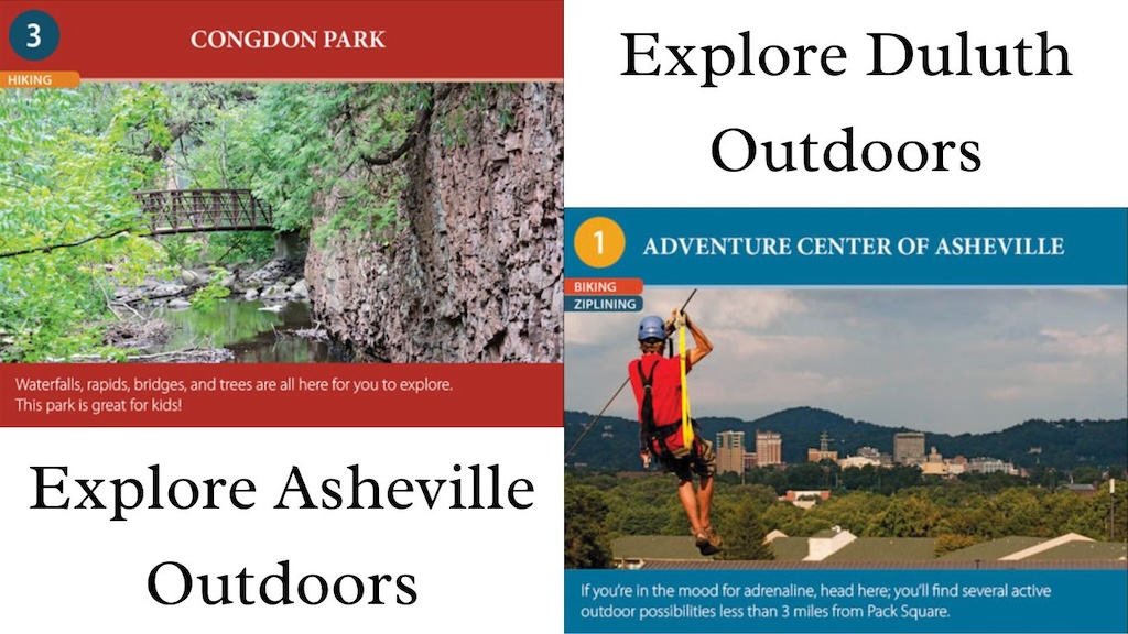 pictures from Duluth and Asheville Explore Outdoors book series.